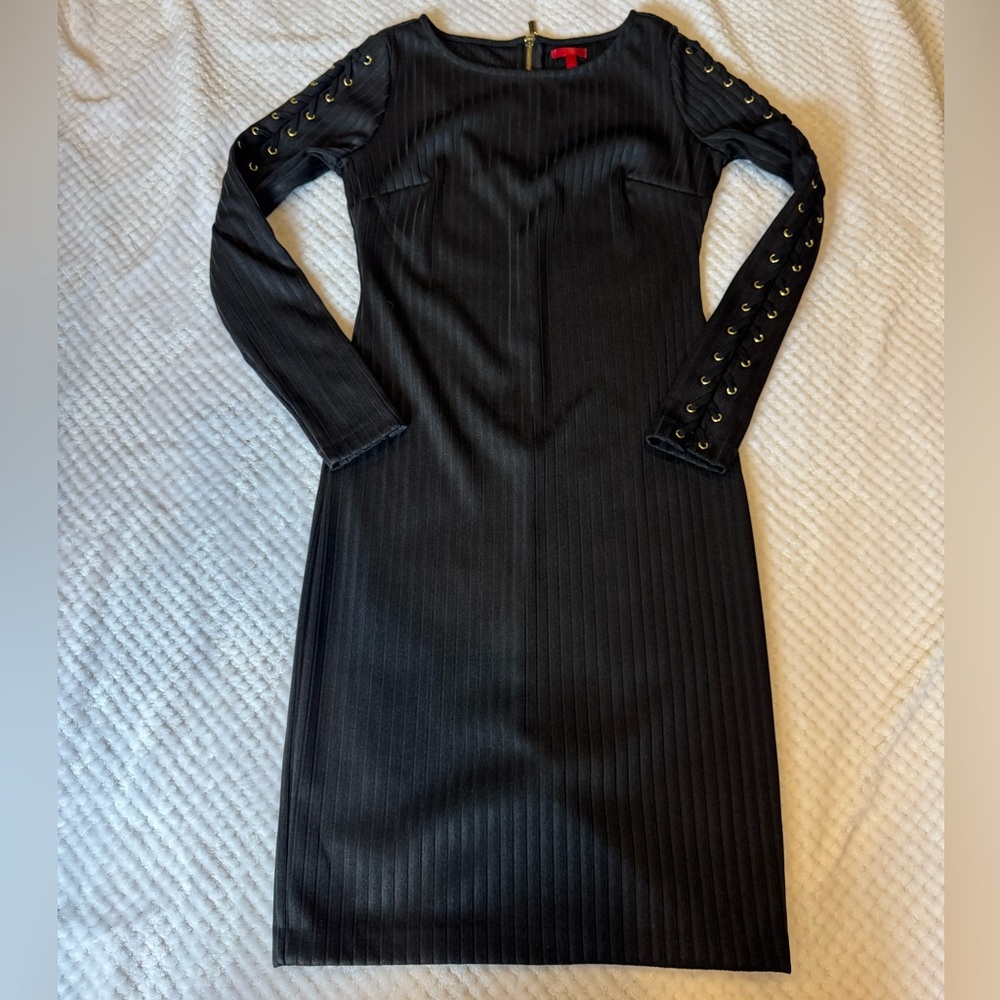 Jennifer Lopez Black Long Sleeve Dress with Eyelet Details
